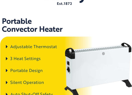 Beldray 2000W Convector Heater 3 Heat Settings Adjustable Thermostat – With Dent