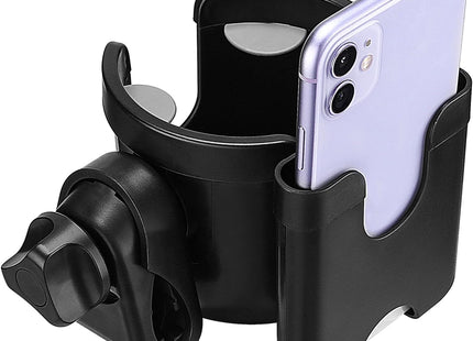 Universal Pushchair/Pram Cup Holder with Phone Storage - Black