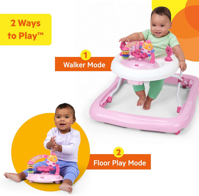 Bright Starts JuneBerry Walk-A-Bout Baby Walker – Adjustable Height, Lights & Sounds, 6 Months+