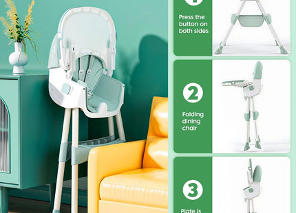 Nukdey 5-in-1 Convertible Baby High Chair Green – Folding Adjustable Feeding Chair