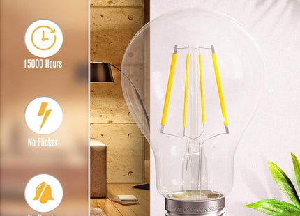 QNINE E27 LED Edison Filament Bulbs 5W 500lm Warm White 2700K – 3 Pack