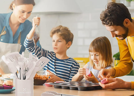 LVEON 15 Pieces Silicone Kitchen Utensils Set, Heat Resistant with Stainless Steel Handle