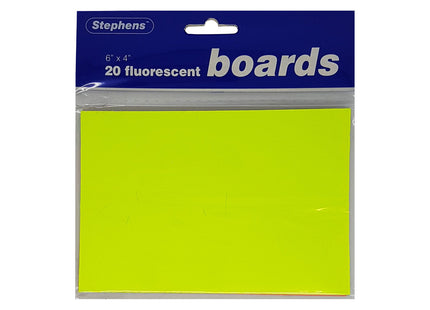 Stephens Fluorescent Ticket Board Sheets 6" x 4" – Pack of 20
