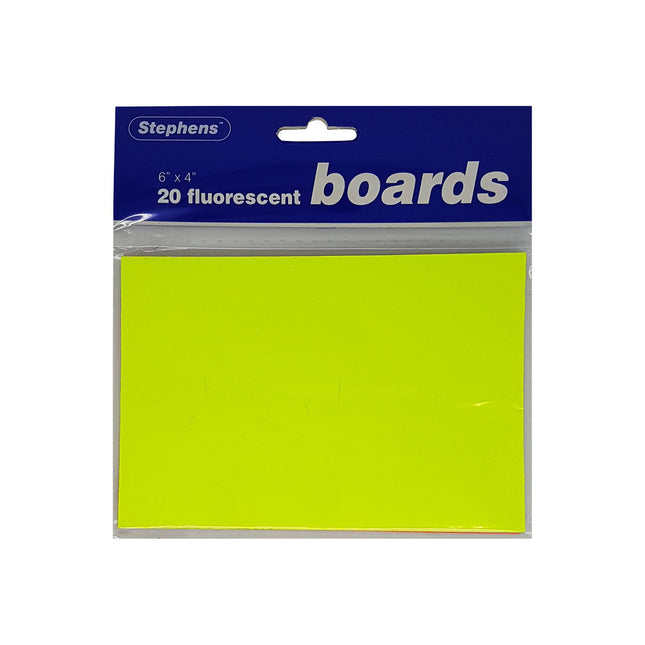 Stephens Fluorescent Ticket Board Sheets 6" x 4" – Pack of 20