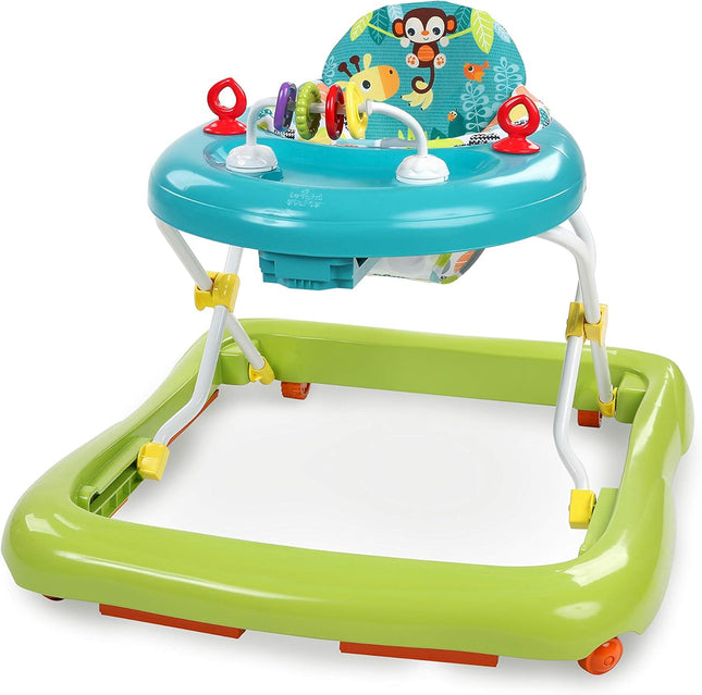 Bright Starts Giggling Safari Baby Walker – 3 Adjustable Heights, Safety Brakes & Easy-Fold Frame, 6 Months+