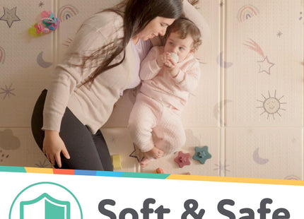 Nuby Foldable Reversible Play Mat Rainbow – Waterproof Baby Floor Mat 147 x 196 cm
