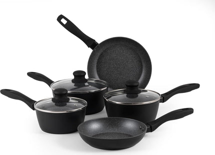 Russell Hobbs Metallic Marble 5 Piece Non-Stick Cookware Set Aluminium Induction Black