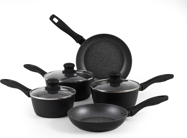 Russell Hobbs Metallic Marble 5 Piece Non-Stick Cookware Set Aluminium Induction Black