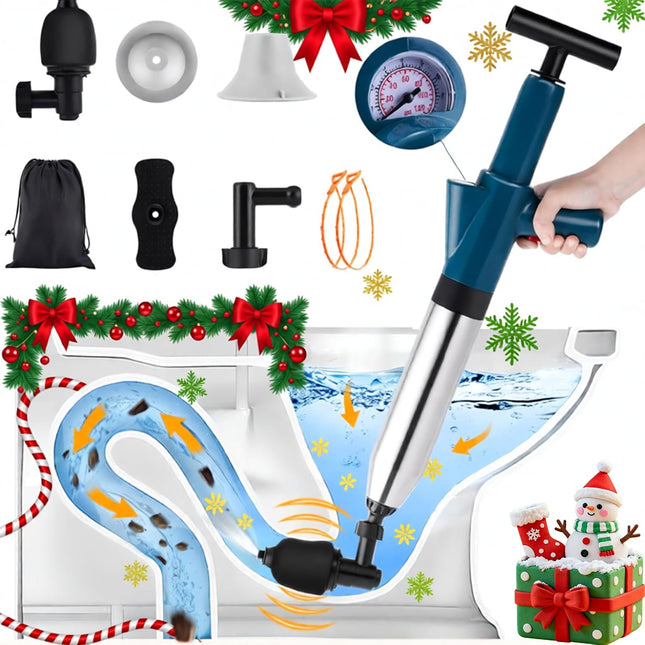 YUCHENGTECH High Pressure Toilet Unblocker Plunger Kit with 4 Heads