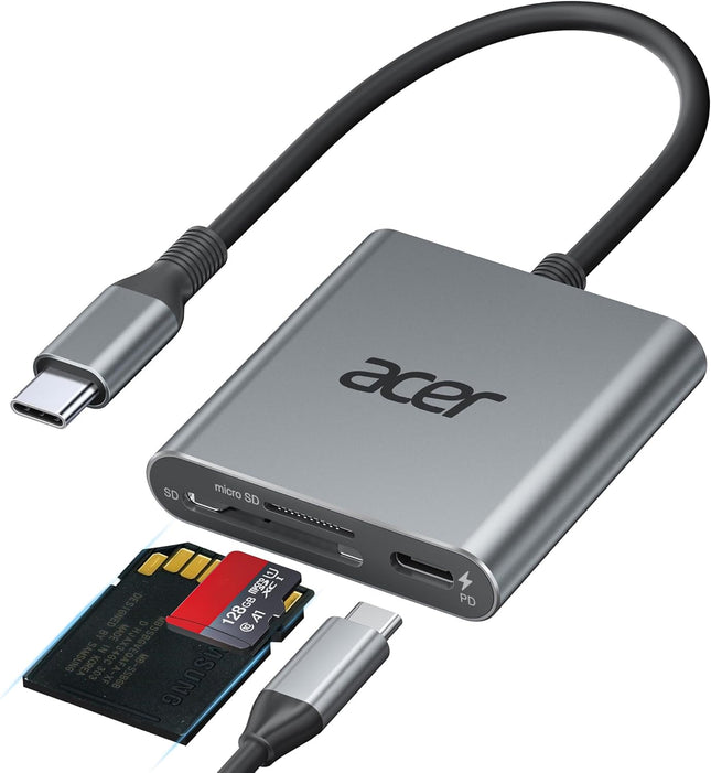 Acer USB-C UHS-II SD Card Reader with 100W PD Charging Port - 4.0