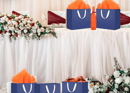 EUSOAR Large Dark Blue Gift Bags with Fabric Handles for Presents – 10 Pack