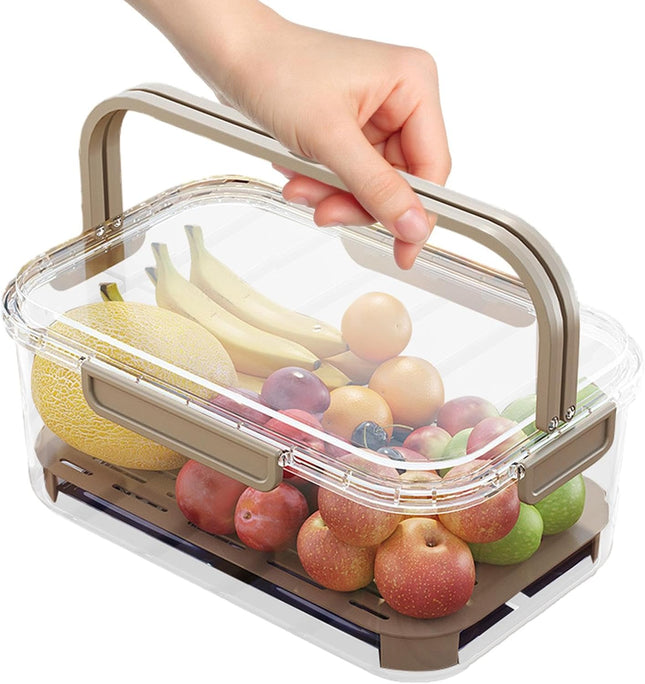 Fridge Food Storage Container with Filter & Handle – Light Coffee