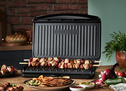 George Foreman Large Electric Fit Grill – 2400W Panini Press & BBQ Grill, Black