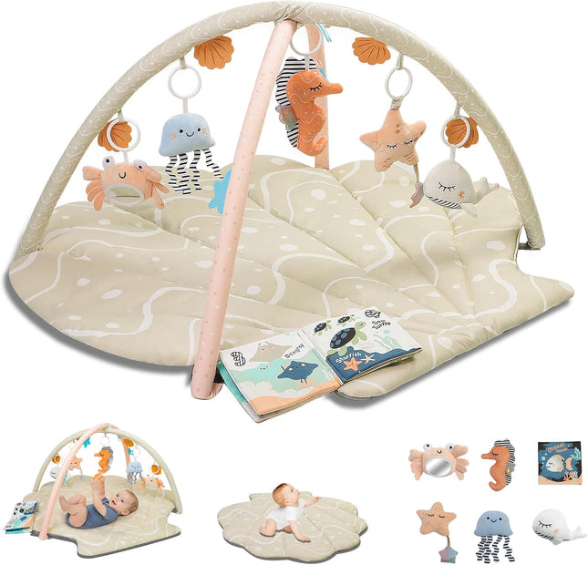 Suihuooo Baby Play Mat Ocean Shell Theme – Sensory Activity Gym for Infants