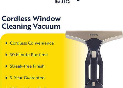 Beldray Cordless Window Cleaning Vacuum – Rechargeable Glass Cleaner Navy