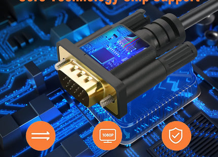 5M HDMI to VGA Cable 1080P 60Hz Gold-Plated Male to Male Converter