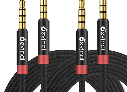 Devinal 2 Pack 1M 3.5mm TRRS Aux Cables 4-Pole Nylon Braided Audio Cord