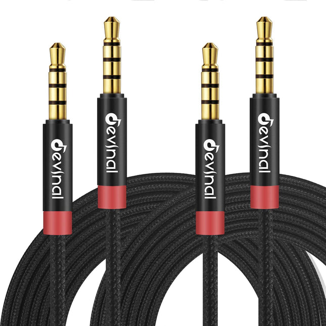 Devinal 2 Pack 1M 3.5mm TRRS Aux Cables 4-Pole Nylon Braided Audio Cord