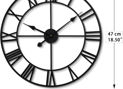 HAITANG Vintage Large Wall Clock 47cm – Silent Non-Ticking Numeral Clock