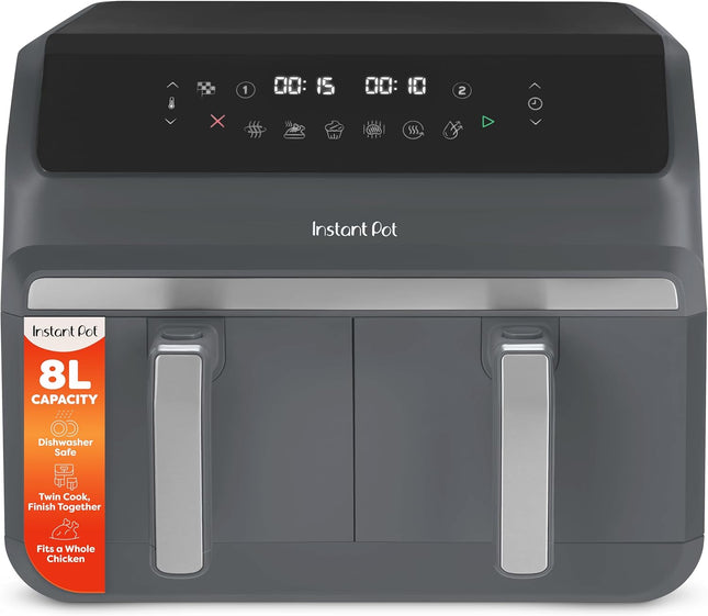 Instant Pot Vortex 8L Dual Basket Air Fryer 1850W 8-in-1 – Truffle Grey