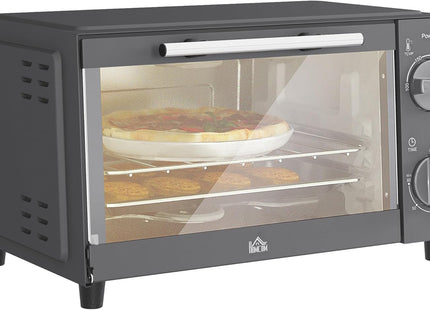 HOMCOM 9L Mini Oven – Compact Countertop Electric Grill & Toaster Oven, 750W Grey