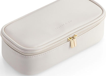 VLANDO Large Travel Makeup Bag with Brush Compartment – Apricot White