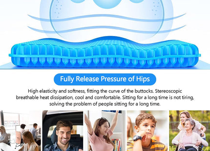 JILERWEAR Gel Seat Cushion – Double Honeycomb Pressure Relief Cushion