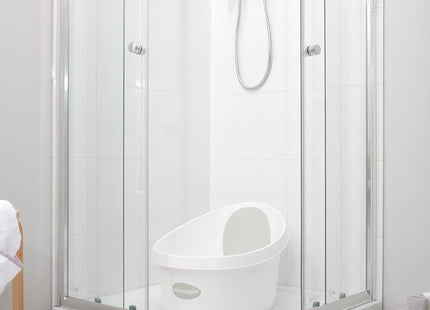 Shnuggle Toddler Bath Tub White & Light Grey, Spacious Non-Slip Bath with Foam Backrest