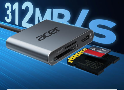 Acer USB-C UHS-II SD Card Reader with 100W PD Charging Port - 4.0