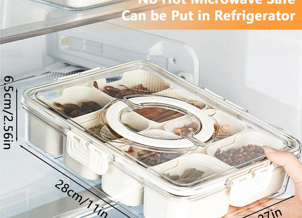 Domigard Portable Divided Serving Tray with Lid – 8 Compartment