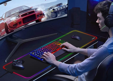 LeadsaiL RGB Gaming Mouse Mat XXL LED Extended Mouse Pad 80 x 30cm