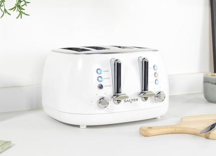 Salter Boston 4-Slice Toaster – Wide Slots, 6 Browning Levels, Ice White