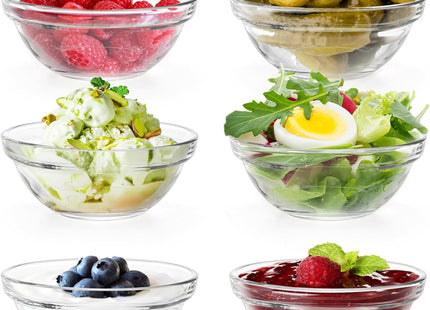 Lawei 12 Pack Mini Glass Bowls 145ml – Stackable Dessert & Prep Bowls 9cm