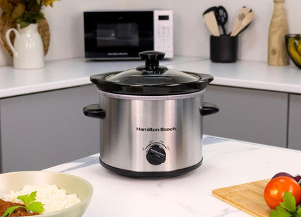 Hamilton Beach 1.8L Mini Slow Cooker, 90W Compact Cooker, HBSC020S - Silver