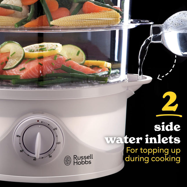 Russell Hobbs 21140 3 Tier Electric Food Steamer 9L 800W White