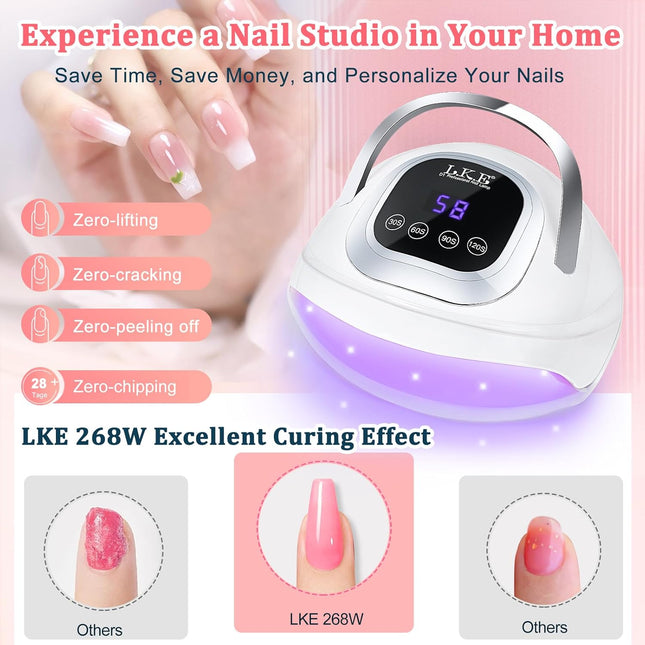 LKE UV Gel Nail Lamp 268W – 60 LED Professional Nail Dryer - Used