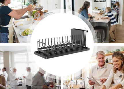 Compact Dish Drying Rack with Drainboard – Rustproof Kitchen Counter Dish Drainer