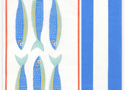 Talking Tables Fish Long Lunch Paper Napkins 40cm – 16 Pack, 3-Ply FSC Recycled Paper