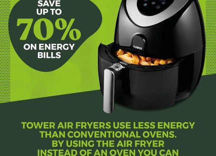 Tower Vortx Digital Air Fryer 4.3L 1500W With Rapid Air Circulation – Black T17024