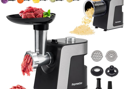 Parmedu Electric Cheese Grater & Meat Grinder – 12 Attachments