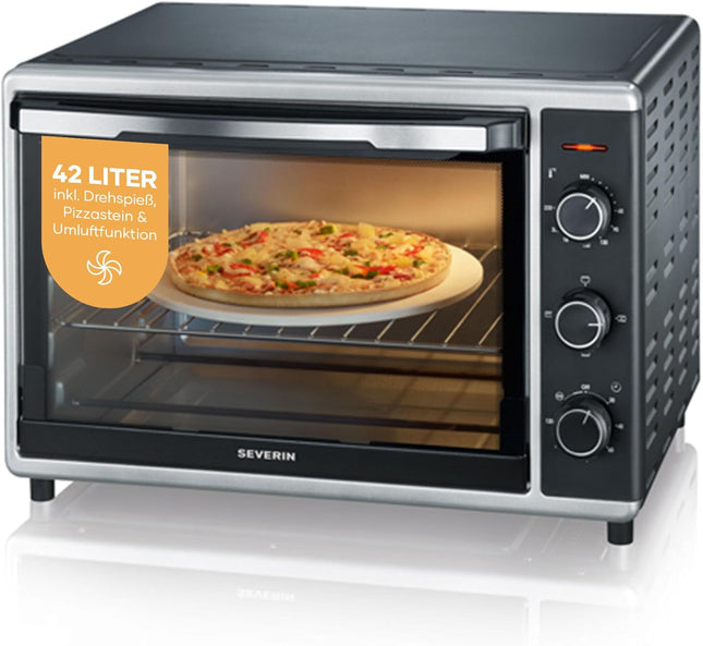 Severin 42L Electric Mini Oven 1800W with Grill, Convection, Rotisserie & Pizza Stone