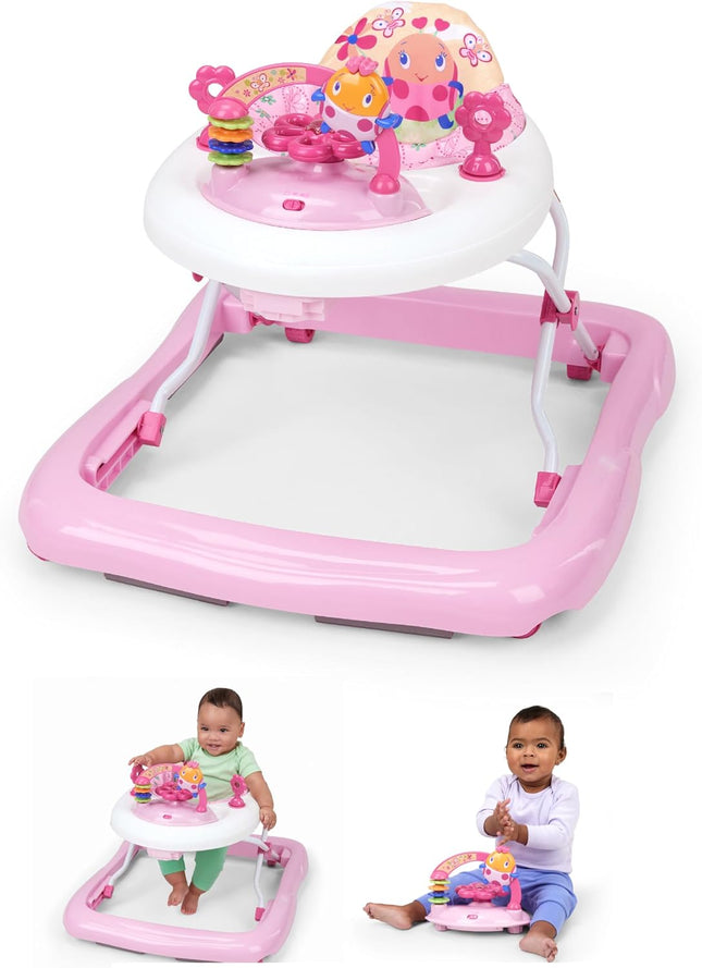 Bright Starts JuneBerry Walk-A-Bout Baby Walker – Adjustable Height, Lights & Sounds, 6 Months+