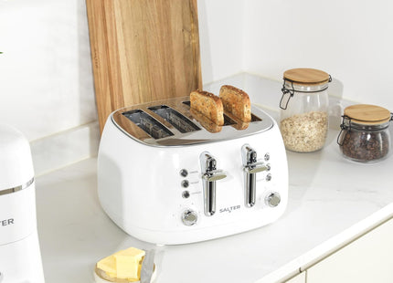 Salter Boston 4-Slice Toaster – Wide Slots, 6 Browning Levels, Ice White