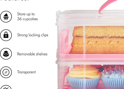VonShef Cupcake Carrier with Handle – Three and Two Tier Cake Box