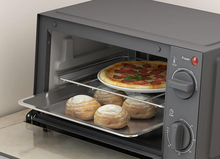 HOMCOM 9L Mini Oven – Compact Countertop Electric Grill & Toaster Oven, 750W Grey