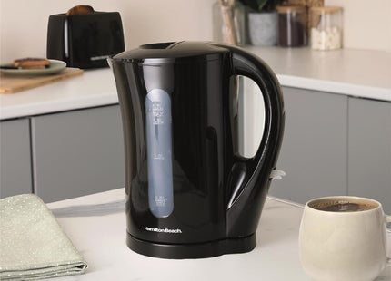 Hamilton Beach Essentials 1.7L Electric Kettle, Auto Shut Off, HB1107B – Black