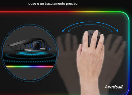 LeadsaiL RGB Gaming Mouse Mat XXL LED Extended Mouse Pad 80 x 30cm