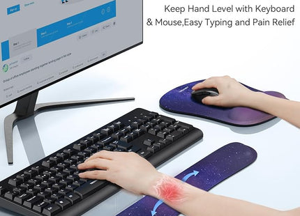 TECKNET Memory Foam Wrist Rest Set – Keyboard & Mouse Support Pad Starry Sky