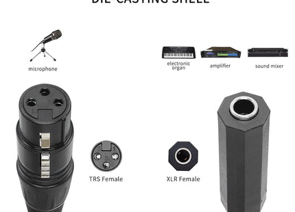 QIANRENON XLR Female to 6.35mm TRS Female Balanced Audio Cable 36cm
