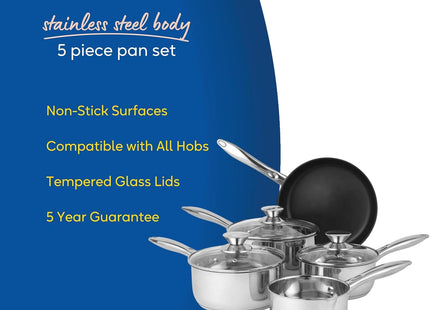Russell Hobbs 5 Piece Pan Set – Stainless Steel Induction Cookware